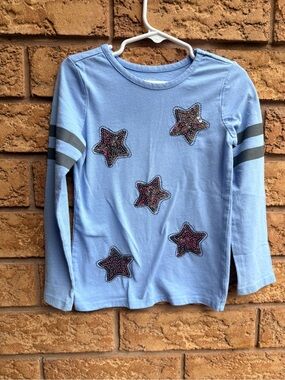 💫10/$25 • George Girls' Light Blue Long-Sleeve Star Patch Tee